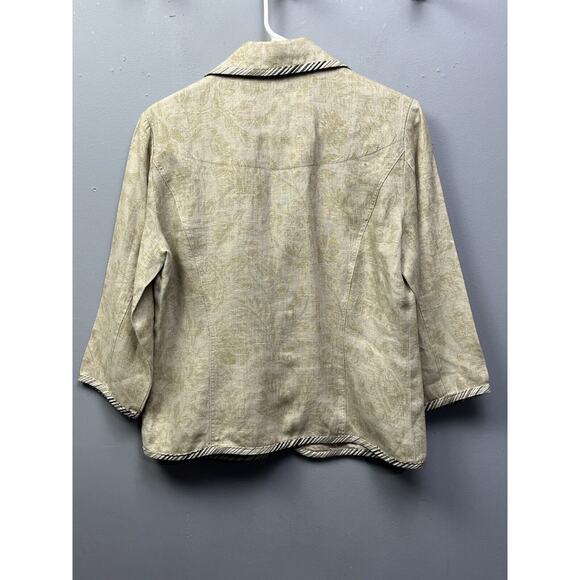 Alexis Avery Linen Blend Jacket Blazer Womens medium Floral Light Weight Beige - Picture 2 of 6
